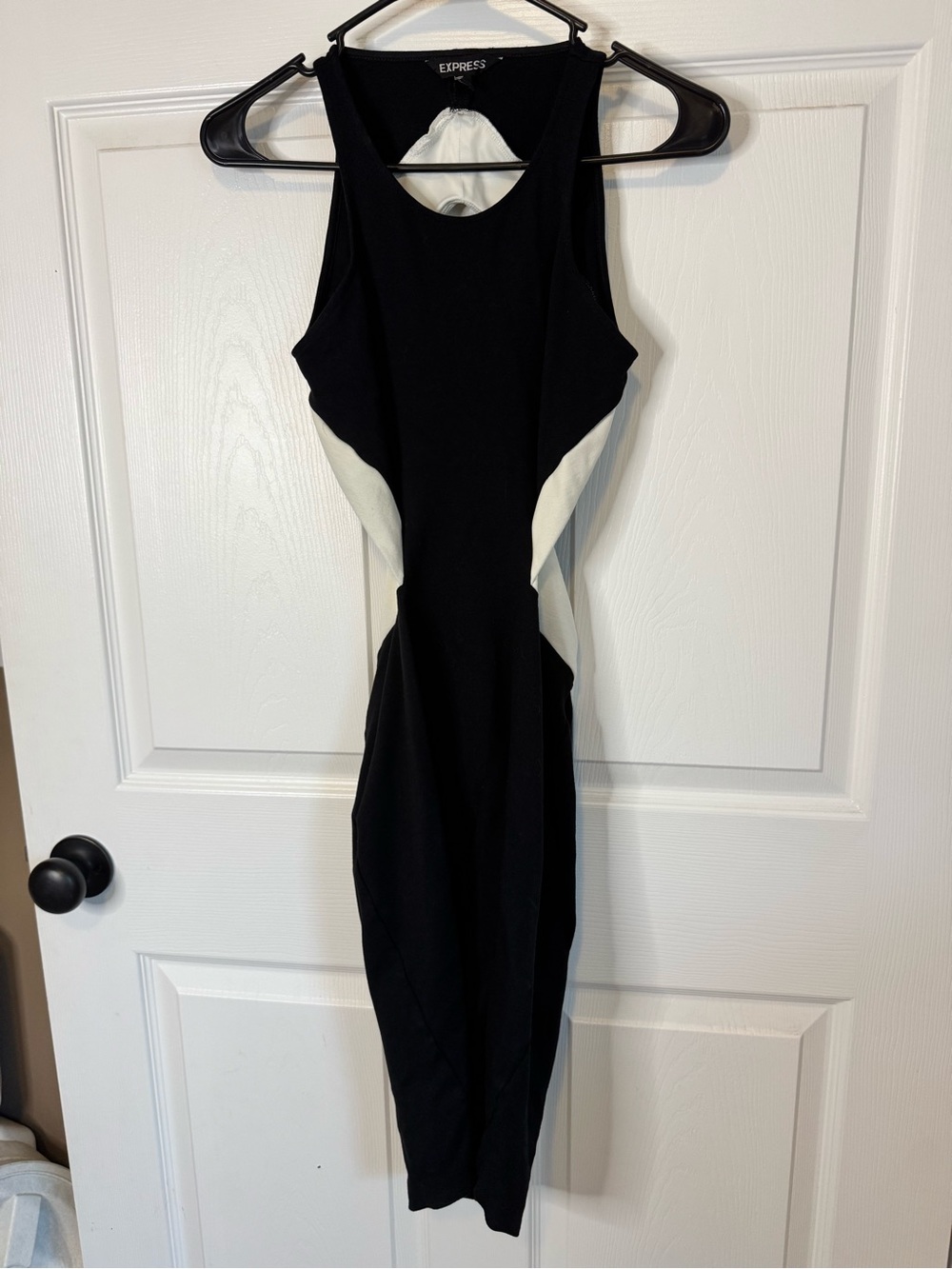 Express Black and White Cutout Bodycon Dress